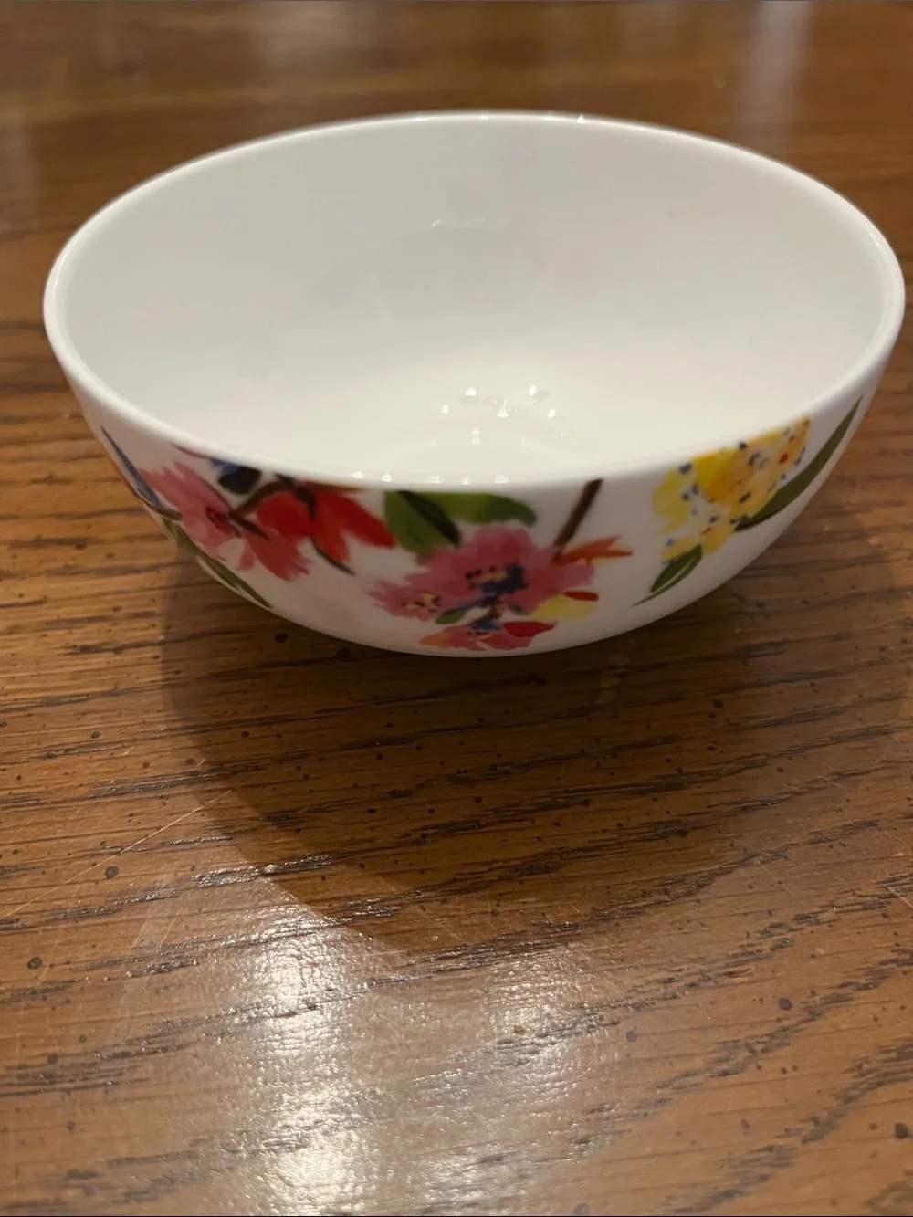 Set of 3 White Ceramic Bowls with Floral & Butterfly Pattern‎